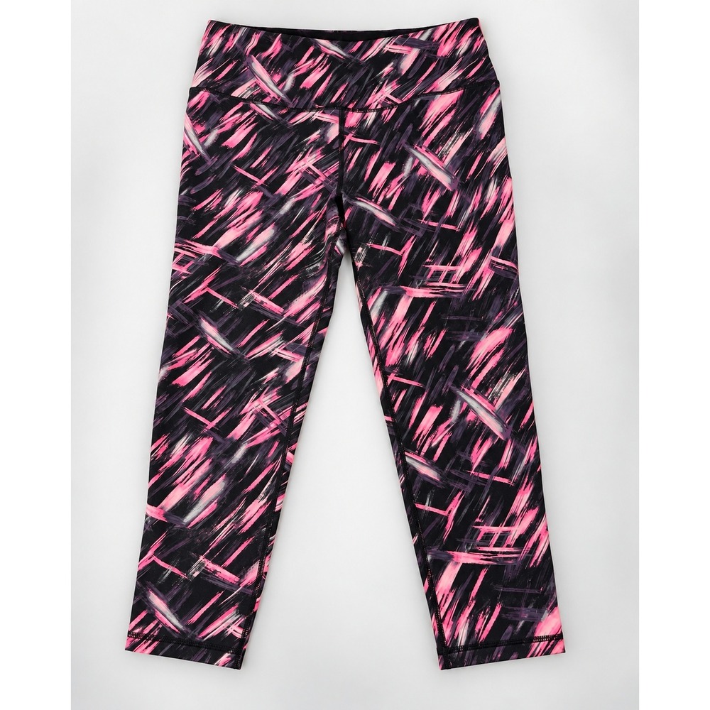 Victoria's Secret VSX Sport Capri Leggings Pink Black Abstract Print M